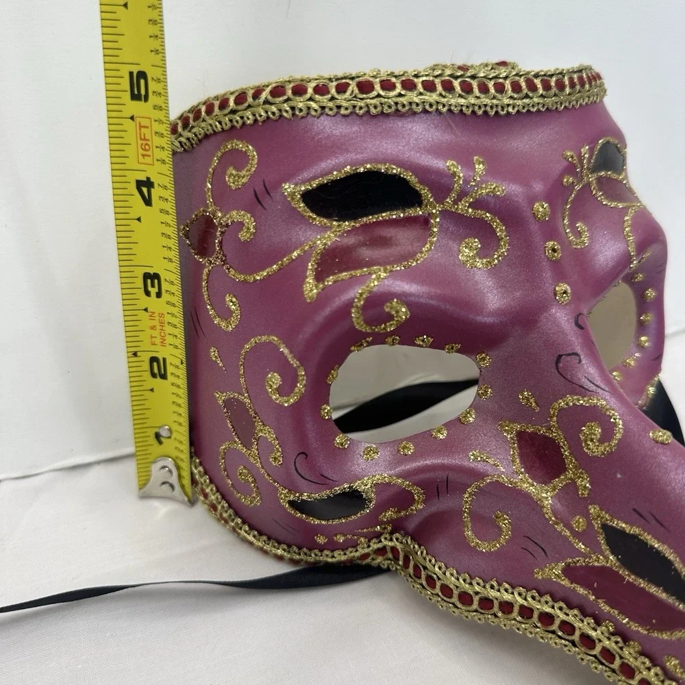 Purple Gold Venetian Mardi Gras Nose Mask MASQUERADE CARNIVAL PARTY Zanni Plague